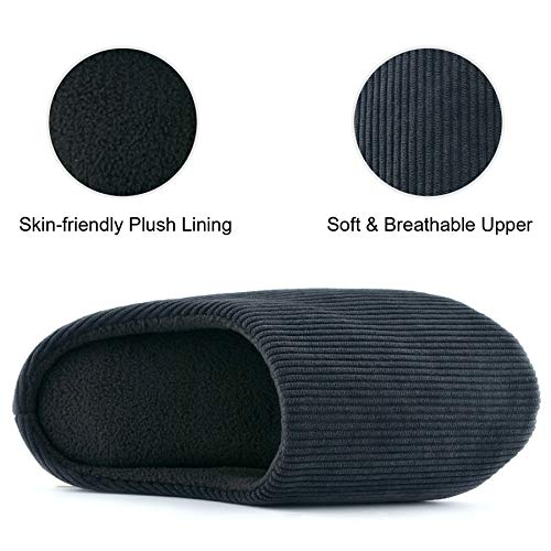 Knixmax Zapatillas de Estar por Casa para Hombre Mujer, Zapatos Memory Algodón Pantuflas, Zapatillas Cómodas Suave CáLido y Antideslizante Zapatillas para Interior, Hotel, Hogar, Negro EU 36-37