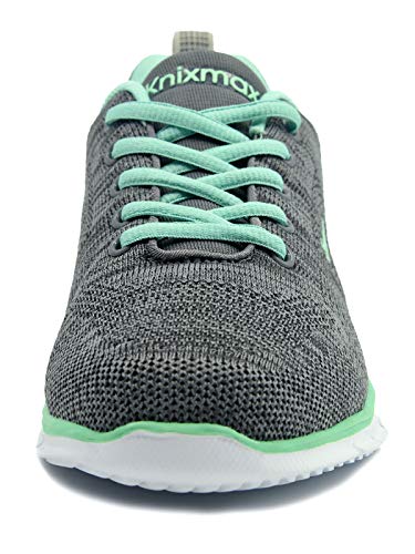 Knixmax-Zapatillas Deportivas para Mujer, Zapatillas de Running Fitness Sneakers Zapatos de Correr Aire Libre Deportes Casual Zapatillas Ligeras para Correr Transpirable, EU41 Gris Verde