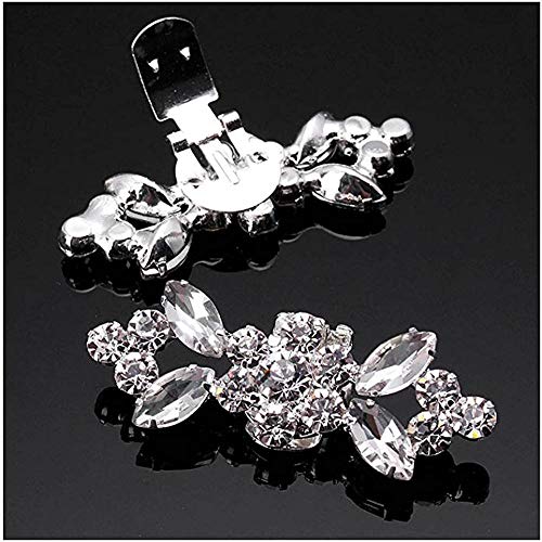 Knowing Clips de Zapato de Cristal, 2 Piezas Clips Zapato Diamantes Imitación, Clip de Zapato De Cristal, para Mujeres Niñas Fiesta Bolso De Boda Zapatos De Vestir Decoración Hebilla (Plata)