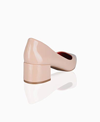 KRISP Zapato Mujer Tacón Medio Fiesta Elegante Boda Rebaja Vestir Brillo Barato, Nude (4005), 40 EU (7 UK), 4005-NUD-7