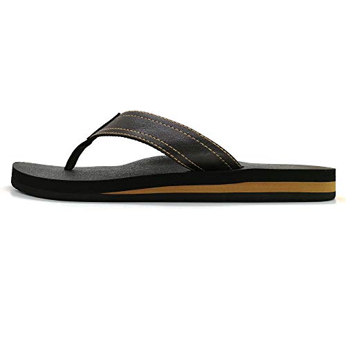 KuaiLu Chanclas Hombre Verano Playa Piscina Comodas Piel Sandalias Planas Caminar Antideslizante Yoga-Espuma Zapatos