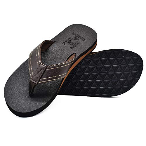 KuaiLu Chanclas Hombre Verano Playa Piscina Comodas Piel Sandalias Planas Caminar Antideslizante Yoga-Espuma Zapatos