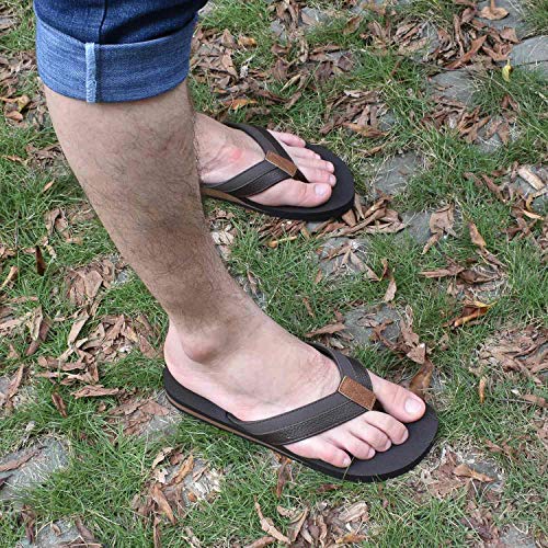 KuaiLu Chanclas Hombre Verano Playa Piscina Comodas Piel Sandalias Planas Caminar Antideslizante Yoga-Espuma Zapatos