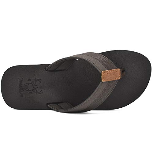 KuaiLu Chanclas Hombre Verano Playa Piscina Comodas Piel Sandalias Planas Caminar Antideslizante Yoga-Espuma Zapatos