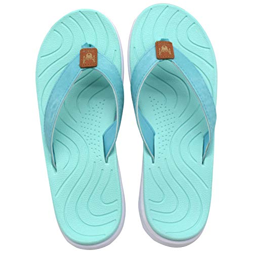 KuaiLu Chanclas Mujer Verano Playa Piscina Comodas Piel Sandalias Planas Caminar Ortopedicas Zapatos