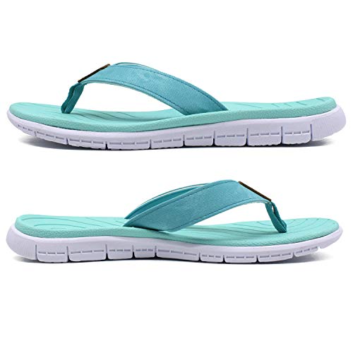 KuaiLu Chanclas Mujer Verano Playa Piscina Comodas Piel Sandalias Planas Caminar Ortopedicas Zapatos