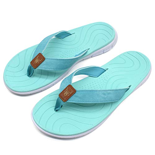 KuaiLu Chanclas Mujer Verano Playa Piscina Comodas Piel Sandalias Planas Caminar Ortopedicas Zapatos
