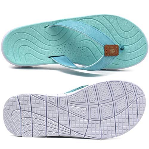 KuaiLu Chanclas Mujer Verano Playa Piscina Comodas Piel Sandalias Planas Caminar Ortopedicas Zapatos