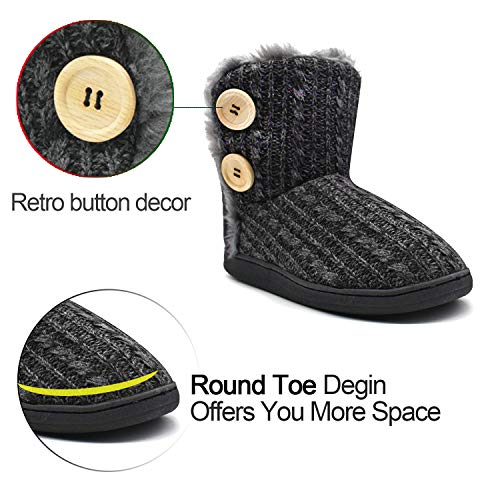 KuaiLu Zapatillas de Casa para Mujer Cálida Invierno Interior Forro de Vellón Pantuflas Cerradas Espuma de Memoria Cómodo Antideslizante Botines