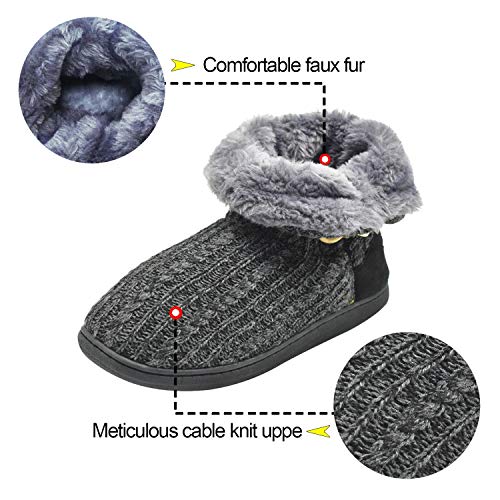 KuaiLu Zapatillas de Casa para Mujer Cálida Invierno Interior Forro de Vellón Pantuflas Cerradas Espuma de Memoria Cómodo Antideslizante Botines