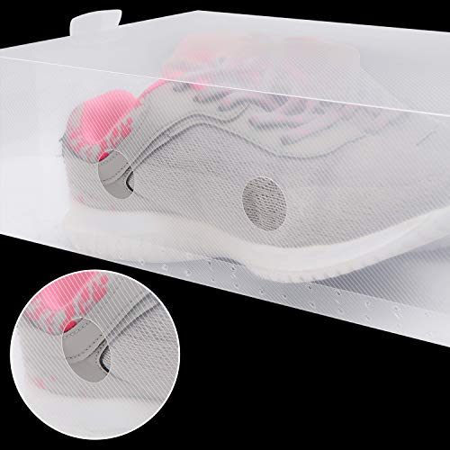 Kurtzy Caja Zapatos Plástico Transparente (Pack de 20) Apto para Zapatos de Mujer, Hombres y Niños - Organizador de Zapatos Plegable, Corrugado y Apilable para Viajes y Almacenaje
