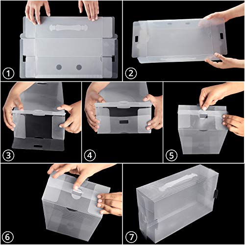 Kurtzy Caja Zapatos Plástico Transparente (Pack de 20) Apto para Zapatos de Mujer, Hombres y Niños - Organizador de Zapatos Plegable, Corrugado y Apilable para Viajes y Almacenaje