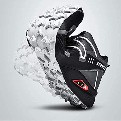 KUXUAN Calzado de Ciclismo para Hombre - Calzado de Bicicleta de Carretera Calzado de Bicicleta de Montaña Calzado MTB,Calzado Casual para Correr Antideslizante y Transpirable,Black-48