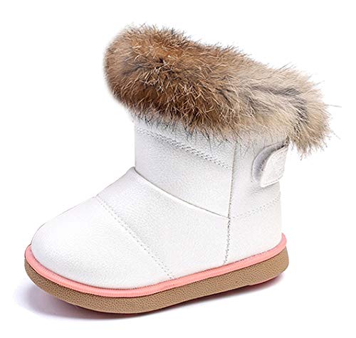 KVbabby Botas de Nieve para Niños Invierno Botines Calentar Botas De Nieve Ante Anti-Deslizante Zapatos Botas de Trabajo,Blanco,28 EU = Fabricante 29