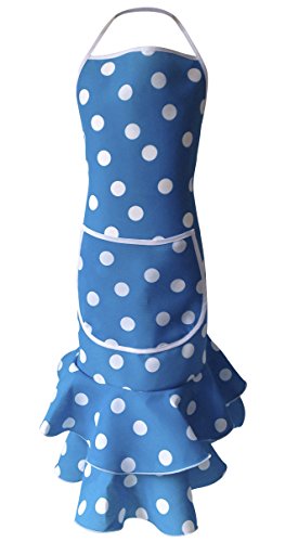 La Senorita Delantal Flamenco España - Delantal para Mujer/Mujeres - Azul Blanco