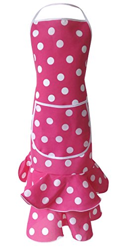 La Senorita Delantal Flamenco España - Delantal para Mujer/Mujeres - Rosa Blanco