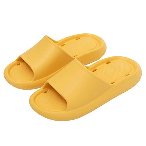 laamei Chanclas de baño unisex para hombre y mujer, antideslizantes, de un solo color, para verano, primavera, para baño, piscina, playa, interior y exterior amarillo 36-37