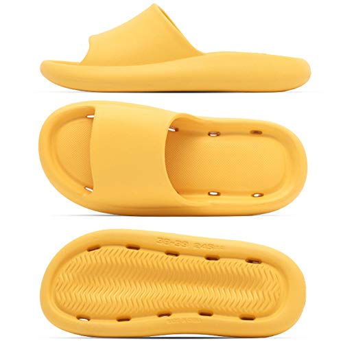 laamei Chanclas de baño unisex para hombre y mujer, antideslizantes, monocolor, para verano, primavera, para baño, piscina, playa, interior y exterior amarillo 40/41