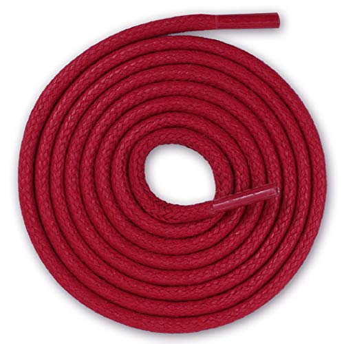 Lacenio Cordones redondos encerados para zapatos de traje, de cuero, muy resistentes, 4 mm de ancho, color rojo, longitud 160 cm