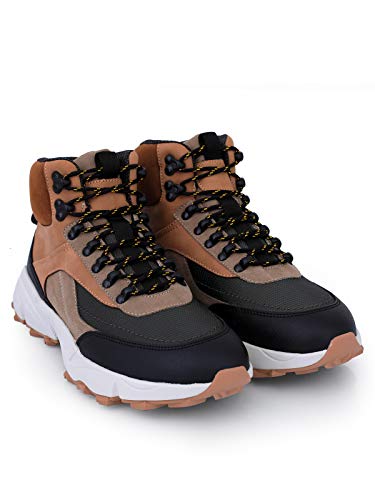 Lacenio Cordones redondos para botas de senderismo, zapatos de trabajo, patines de hielo, repuesto para zapatos de trekking, color negro y amarillo, 120 cm