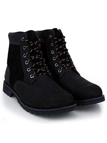 Lacenio Cordones redondos para botas de senderismo, zapatos de trabajo, patines de hielo, repuesto para zapatos de trekking, color negro y amarillo, 120 cm
