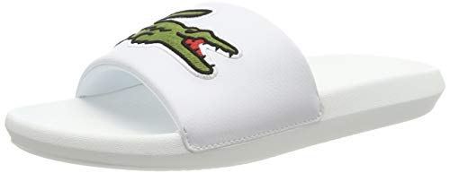 Lacoste Croco Slide 319 4 US CMA, Sandalias de Punta Descubierta Hombre, Blanco (White/Green), 42 EU