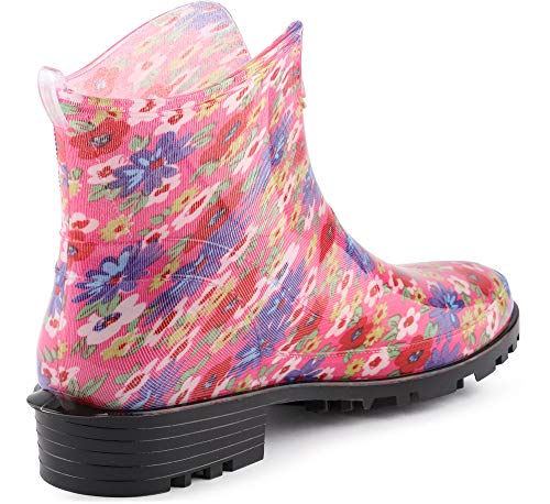 Ladeheid Botines de Agua en PVC Mujer LA-930(Rosa/Flores, 36 EU)
