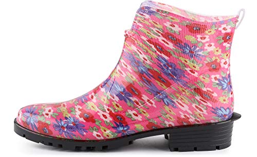 Ladeheid Botines de Agua en PVC Mujer LA-930(Rosa/Flores, 36 EU)