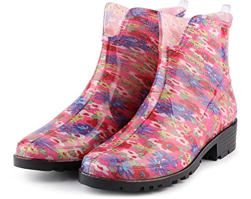 Ladeheid Botines de Agua en PVC Mujer LA-930(Rosa/Flores, 36 EU)