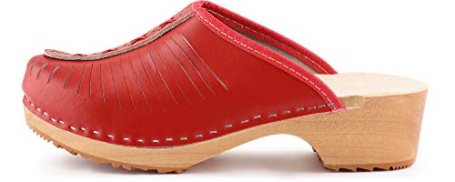 Ladeheid Zuecos de Madera Crocs Sandalias Chanclas Zapatos Verano Mujer LAFA036 (Rojo, 38 EU)