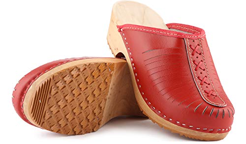 Ladeheid Zuecos de Madera Crocs Sandalias Chanclas Zapatos Verano Mujer LAFA036 (Rojo, 38 EU)