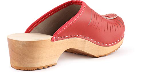 Ladeheid Zuecos de Madera Crocs Sandalias Chanclas Zapatos Verano Mujer LAFA036 (Rojo, 38 EU)