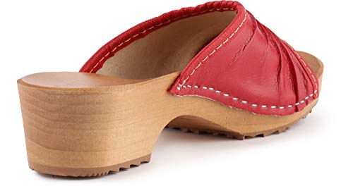 Ladeheid Zuecos de Madera Crocs Sandalias Chanclas Zapatos Verano Mujer LAFA041 (Rojo, 37 EU)