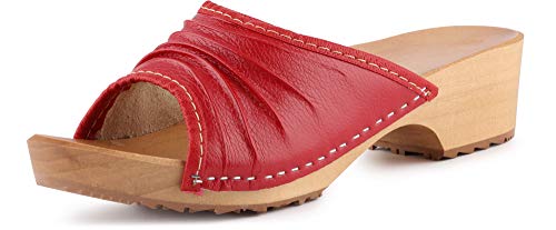 Ladeheid Zuecos de Madera Crocs Sandalias Chanclas Zapatos Verano Mujer LAFA041 (Rojo, 37 EU)