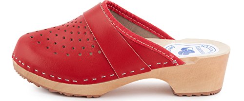 Ladeheid Zuecos de Madera Sandalias Mujer LABR307 (Rojo, 38 EU)