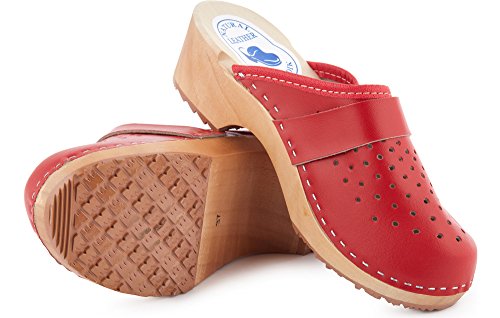 Ladeheid Zuecos de Madera Sandalias Mujer LABR307 (Rojo, 38 EU)