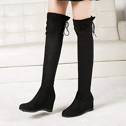 LANSKIRT Botas Altas para Mujer Zapatos de Plataforma Señoras Otoño Invierno Moda Tramo Faux Delgado Alto Botas Mujer Camperas Media Caña 35 EU - 40 EU