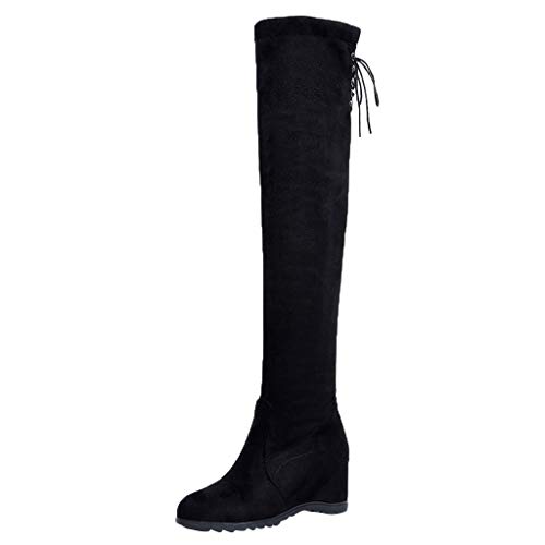 LANSKIRT Botas Altas para Mujer Zapatos de Plataforma Señoras Otoño Invierno Moda Tramo Faux Delgado Alto Botas Mujer Camperas Media Caña 35 EU - 40 EU