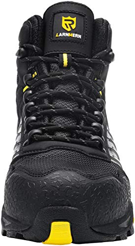LARNMERN Zapatos de Seguridad Hombre, Sra Antideslizante Anti Estático Zapatos de Trabajo S1P Zapatos Seguridad(43.5 EU, Negro)