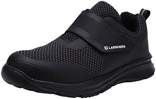 LARNMERN Zapatos de Seguridad para Hombre con Puntera de Acero Zapatillas, Ligeros y Transpirables Zapatos de Entrenamiento prevención de pinchazos (45 EU, Negro)