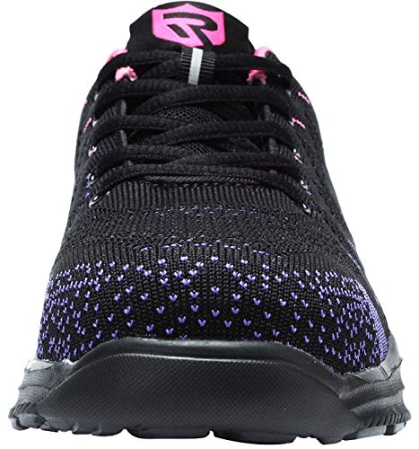 LARNMERN Zapatos Seguridad con Punta de Acero para Hombre Mujer Zapatillas Seguridad Femenino Ligeros S1P 35-42 (40 Purple)