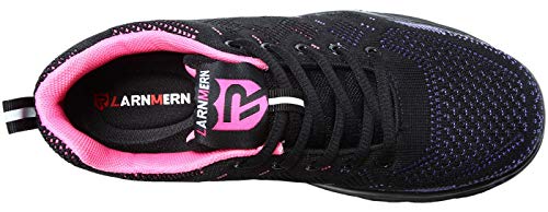 LARNMERN Zapatos Seguridad con Punta de Acero para Hombre Mujer Zapatillas Seguridad Femenino Ligeros S1P 35-42 (40 Purple)