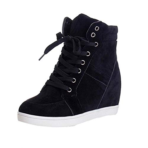 Las Mujeres señoras de Las Muchachas del Tobillo Botas con Tacones, Lienzo con cuña Oculta Impermeables a Todo lo Ancho de los Botines Zapatos cómodos (Color : Black, Size : 38 EU)