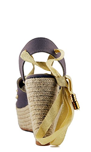 laslolas Alpargata Pique Taupe tachas Doradas cuña Yute Natural 12 centímetros (38)