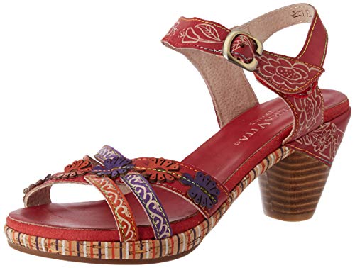 LAURA VITA Beclforto 02, Sandalias con Punta Abierta Mujer, Rojo (Rouge Rouge), 38 EU