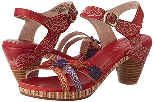 LAURA VITA Beclforto 02, Sandalias con Punta Abierta Mujer, Rojo (Rouge Rouge), 38 EU