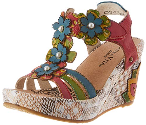 Laura Vita JACSMINO 22, Sandalias de cuña Mujer, Fucsia, 35 EU