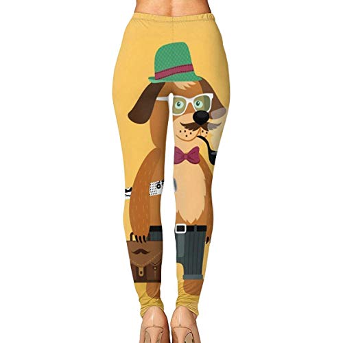 Leggings de Entrenamiento Deportivo con pantalón de Yoga Hipster Nerd Puppy Dog Provide Women with High-Waisted, Leggings de Yoga para Gimnasio Ultra Suaves y livianos
