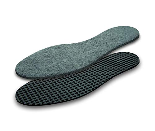 Lenzen 2 Pares de Plantillas de Fieltro contra el Frío en Invierno I Suelas antideslizantes y aislantes con Carbón Activo para Pies Cálidos (43)