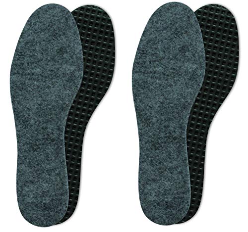 Lenzen 2 Pares de Plantillas de Fieltro contra el Frío en Invierno I Suelas antideslizantes y aislantes con Carbón Activo para Pies Cálidos (43)